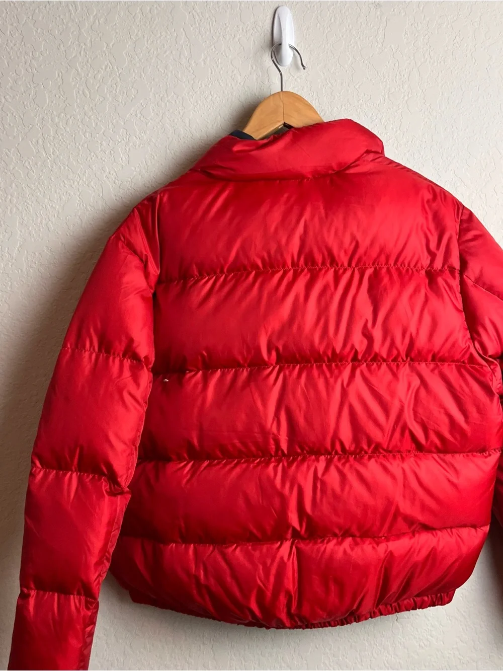 Vintage Polo Jeans Co Ralph Lauren Red Down Puffer Jacket Crop Y2K XL 90s Flag